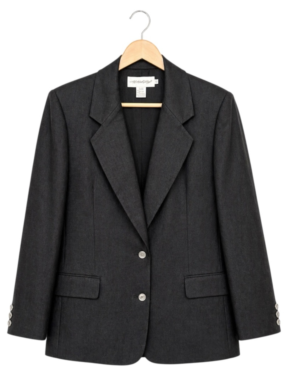 Womens 100% Linen Blazer Size 10 Black 2 Button Career Minimalist Professional